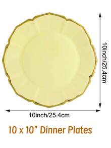 10 piezas/30 piezas/50 piezas Platos de papel amarillos de 9 pulgadas para verano - Platos desechables de limón para fiestas, excelentes para servir pasteles/ensaladas en duchas nupciales, cumpleaños, bodas y decoración de fiestas de verano - Amarillo - Ver 17