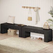 Tribesigns 47" Long Entryway Bench, Large Engineered Wood Shoe Bench With Heavy-Duty Legs, Farmhouse End Of Bed Bench For Bedroom, Entryway, Hallway, Living Room, Easy Assembly - màu đen - Xem 4