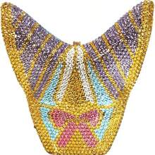 Butterfly Clutch Purse Rhinestone Crystal Evening Bag For Women Wedding Prom Cocktail Party Bridal Shining - Pink Blue - View 5