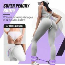 Resistance Bands Set with Ankle Straps, Glutes Workout Equipment, Ankle Bands Working out, Butt Exercise Equipment Women and Glutes - Home Workouts - Púrpura - Ver 4
