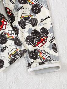 BrownBark Conjunto de 2 piezas de camiseta de manga larga con cuello redondo y gráfico de carro todoterreno + pantalones casuales para niños pequeños, ropa casual cómoda para niños, adecuada para uso diario, excelente como regalo diario