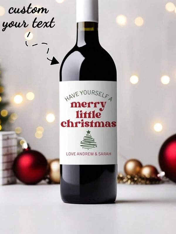 1-50pcs Custom Christmas Photo Wine Labels,Customizable Text ,Personalized Christmas Gift/Holiday Party Favors/Christmas Labels/Holiday Photo Gift/Christmas Party Wine Gift,Christmas Gifts Suitable For Family Members And Holiday Party Gifts.