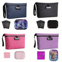 OFFPUFF 7 Pieces Carbon Lined Odor Proof Pouch Smell Proof Pouch Bag With Combination Lock Rolling Tray Mylar Bag Kits - 紫色 - 查看 1