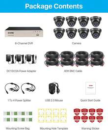 ZOSI 8CH 3K Lite H.265+ Security Camera System, 8pcs Wired 1080P Outdoor Indoor Weatherproof Dome Cameras, AI Human Vehicle Detection, 80ft Night Vision, 8 Channel CCTV DVR With NO Hard Drive - Xem 10