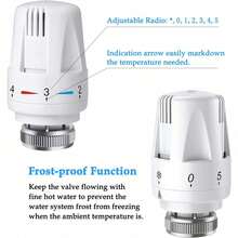 两件套恒温加热器，TRV M30 X 1.5 散热器恒温器，散热器恒温器头，散热器阀门更换头，供暖系统，办公室、家庭用恒温器散热器阀门