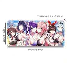Large Anime Bikini Mouse Pad - Vibrant Scene, Non-Slip Rubber Base, Durable Stitched Edges, Office & Gaming, Holidays,, Thanksgiving, Halloween, Anime Mouse Pad - 11.81x27.56英寸 - 查看 9