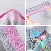 4-Piece Set Of Soft Toilet Seat Cushion, Thickened, Warm, Elastic, Washable Cloth Toilet Seat Suitable For All Oval Toilet Seats. Elastic Washable Toilet Seat Cushion Cover With Handle, Comfortable Toilet Seat Cover, Bathroom Toilet Accessory Set - 彩色 - 查看 6