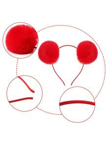 1/6pcs Colorful Fuzzy Ball Headband For Women, Sweet & Cute Hair Hoop For Party Decoration, Autumn/Winter, Hair Band,