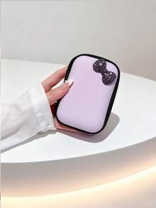 Bolsa de almacenamiento con cierre de cremallera a prueba de golpes y resistente al agua, con capacidad grande, para cable de datos, auriculares Bluetooth, auriculares con cable, cargador, cable de carga, organizador electrónico impermeable para viajes, actividades al aire libre, vacaciones de verano, para mujeres y hombres, con lazo de strass y unicolor - Multicolor - Ver 9