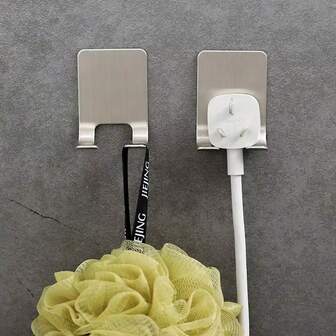 2/4 件不锈钢剃须刀架，多功能挂钩收纳架，免钻孔收纳盒