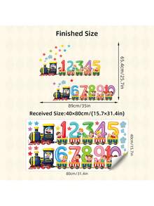1 张彩色数字火车墙贴，带 1-10 位数字、卡通儿童、星星和云朵，可移除幼儿园贴纸，适用于教室儿童房装饰，易于粘贴，教育数学学习艺术，万圣节圣诞礼物，撕下并粘贴墙壁艺术 - 彩色 - 查看 3
