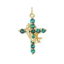 1pc Fashionable Copper Micro-Inlaid Zirconia Crown Cross Pendant, Versatile For DIY Bracelet, Necklace, Earrings, Suitable For Women Wedding, Festival Wear