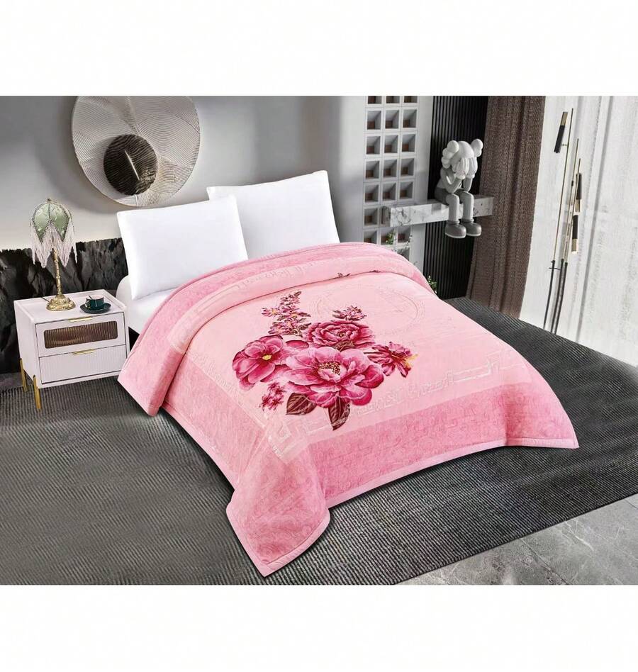 Manta terciopelo estampada floral Manta colcha muy gruesa y cálida, ideal para los meses de invierno 200X240cm  5KG - Modelo 2 - Ver 1
