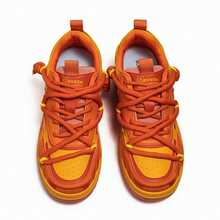 Versatile Retro Casual Student Sports Shoes For Men, Color Block Lace-Up Sneakers, Orange Skate Shoes, A Pair Of Fresh Color Shoes Suitable As Christmas Gift - Orange - View 10