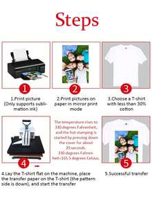 50 张 A4 升华纸热转印纸适用于任何 Epson Hp Canon Sawgrass 喷墨打印机，兼容马克杯和 T 恤升华墨水，8.27x11.7 英寸，学校用品，返校