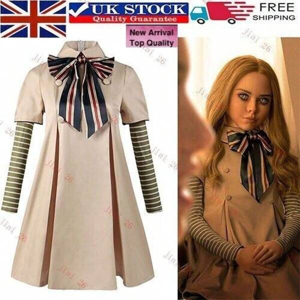 M3GAN Cosplay Costume Full Set Dress|Official Licensed Megan AI Doll Robot Outfit Halloween Party Cosplay Costume For Girls