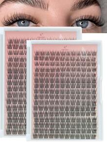 160PS D-Curl Unsichtbare Band Wimpernbüschel Set Feine natürliche Büschel Wimpernverlängerung Set zum Selbermachen D Curl 9-16MM Wimpernbüschel Volumen Einzelne Wimpern Set