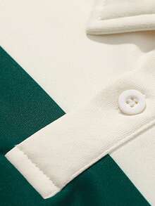 1pc Women's Autumn/Winter Contrast Stripe Polo Collar Sweatshirt For Running, Sports, Fitness, Casual Wear