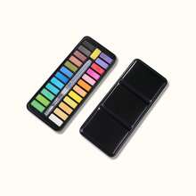 1 pieza de pintura de acuarela sólida en caja de hierro de 12-18-24 colores, portátil para bocetos de acuarela, pluma fuente, gouache, pintura de acuarela, pintura de acuarela