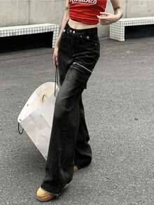 Women's Casual Loose Cargo Denim Pants