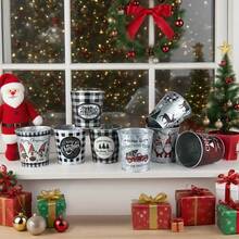 3 metalowe wiaderka świąteczne, wiaderka na cukierki, ozdoby świąteczne, ocynkowane wiaderka żelazne, dekoracja stołu na domowe przyjęcie bożonarodzeniowe, wystrój ogrodu