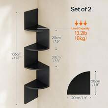 Corner Wall Mounted Shelves, Multi-Layer Open Bookshelf, Triangle Corner Storage Rack - Multicolor - View 15