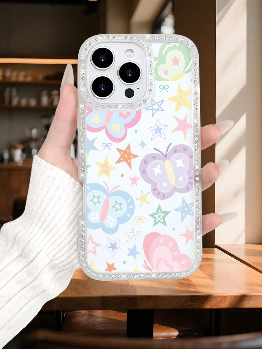 Handyhülle mit pastellfarbenen Schmetterlingen und Sternen, süße, ästhetische Schutzhülle für das Handy,  Aufdruck, schmale Passform, langlebiges Design, kompatibel mit iPhone 17promax/17pro/17/iPhone Air/16promax/16pro/16plus/16/15promax/15pro/15plus/15/14promax/14pro/14plus/14/13promax/13pro/13/12promax/12pro/12/11promax/11