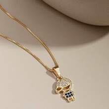 Delicate Women's Necklace With Children's, Boy's And Girl's Pendants, Plated In 18K Gold And 925 Silver With Zirconias - 1 menino (Ouro) - Xem 3