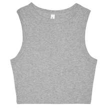 Womens/Ladies Muscle MicroRib Cropped Tank Top (Athletic Heather) - Coffee Brown - View 2