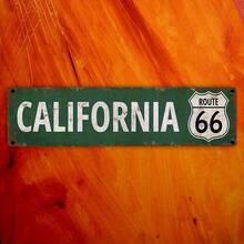 Vintage 'California' Metal Sign - 16x4 Inches Route 66 Vintage Wall Art, Suitable Home, Bar, Cafe, Or Restaurant Decoration - Classic Green Distressed Design, Bar Wall Art|Vintage Route 66|Metal Iron Plate