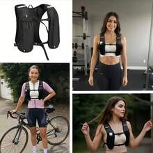 Áo vest kiêm ba lô chạy bộ nhẹ, unisex, có túi khóa kéo đựng chai nước và điện thoại, thích hợp cho leo núi, đạp xe và các hoạt động thể thao ngoài trời. Thiết kế tiện dụng với tấm lưng đệm và lưới thoáng khí. - Nhiều màu - Xem 5