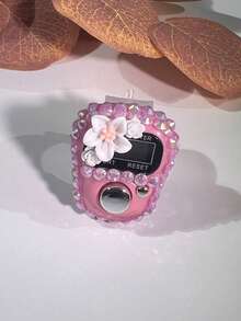 Handmade DIY Rhinestone Rosary Counter Watch, Lightweight & Portable, Cute Floral Decor Electronic Display Mantra Counter, Birthday/Ramadan/Valentine's Day Small Gift, Suitable For Religious Chanting Count During Ramadan, Daily Religious Practice, Ramadan Gift, Portable For Carrying