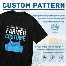 Camiseta de disfraz de granjero de Halloween, este es mi granjero. 100% Algodón. Regalo para hombres, mujeres, papá, mamá y amigos. Tallas S-XXXL. Negro - Negro - Ver 7