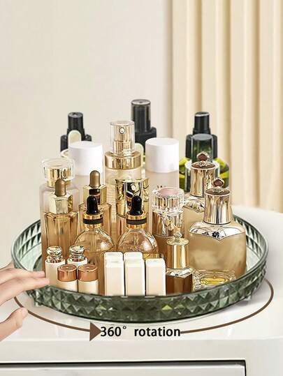 1 件旋转化妆品收纳盒，透明旋转储物盒，适用于办公室、厨房、食品储藏室、橱柜、桌面、梳妆台 - 适用于香料、调味品