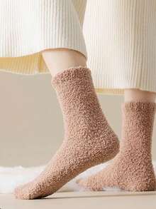 4 Pairs Of Coral Fleece Warm Thick Socks, Women's Comfortable Home Wear, Maternity Socks, Suitable For Size 35-43, Autumn And Winter, A Must-Have For Sock Collectors, A Must-Have For Outdoor Travel, A Warm Winter Gift - Multicolor - View 2