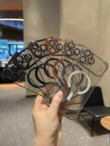 超薄无边框磁吸透明手机壳,兼容 17 Pro Max、17 Pro、13、14、15、16、17 Pro Max、17 Air、17、16,防震,支持无线充电,保护摄像头。 - 黑色 - 查看 4