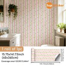 15.75x47.24/141.73/188.98 Inch, 1 Roll/1 PC, Superstiker Creative Floral & Striped Pattern Peel And Stick Removable Vinyl Wallpaper, High Definition, No Residue, DIY For Living Room, Bedroom, Wardrobe, Cabinet, Home Decor Wall Paper Wall Stickers Wall Decor Room Decor Wallpaper Peel And Stick
