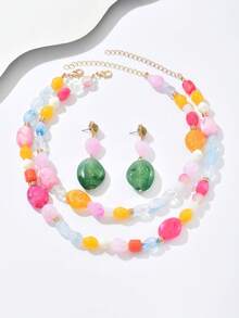 4pcs/Set Fashionable & Elegant Bohemian Style Colorful Resin Beads, Asymmetrical Geometric Amber, Pink, Turquoise, Gold, Honey Color Resin Blocks For DIY Jewelry Making, Necklace For Women, Party & Holiday, Random Color Patterns