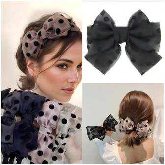 Mesh Polka Dot Bow Headband For Ladies, Elegant And Sweet Face Wash, Daily Commuting Headband ,Makeup ,Hair Hoop Hairband For Women