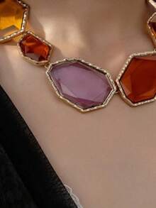 1 Set Fashionable & Versatile Exaggerated Summer Vibrant Earrings & Necklace - Multicolor - View 4