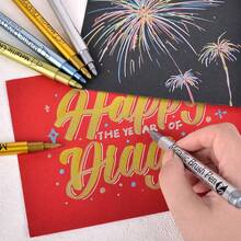 Set da 12 pezzi di pennarelli in metallo, con punte morbide e rigide, punta media, adatti per carta nera, creazione di biglietti, vetro, pittura su rocce, scrapbooking, album fai-da-te, ceramica