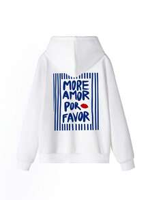 女士冬季字母印花长袖抽绳卫衣，带口袋，休闲宽松多功能节日风格上衣，秋季女装，冬季女装时尚，适合日常穿着。 - 白色 - 查看 4