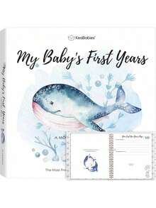 First 5 Years Baby Memory Book Girl, Boy - 90 Pages Hardcover First Year Milestone Keepsake Book, Newborn Scrapbook For New Parents, Minimalist Photo Album Journal, Gift For Baby Shower (SeaWorld) - 海洋世界 - 查看 13