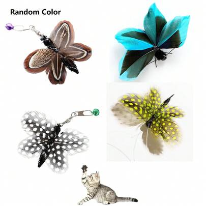 Interactive Cat Toy, Realistic Butterfly Shaped Cat Toy With Long String, Replacement Wand For Cat Teaser Toy, Cat Feather Teaser Toy Accessories - Holiday And Birthday Gift