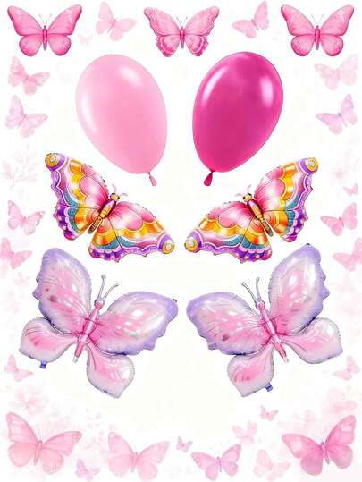 7/13 palloncini farfalla colorati in lamina metallica, set di palloncini farfalla colorati per feste di compleanno, matrimoni, giardino, tema farfalla rosa e viola, accessori per feste
