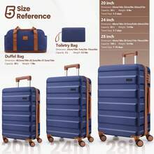 hoteel 3/5 Piece Carry On Luggage Sets With Spinner Wheels, ABS Hard Shell Suitcase With TSA Locks, 20/24/28 Inch Lightweight Luggages With Toiletry Bag And  Duffel Bag For Travel - Màu xanh hải quân - Xem 8