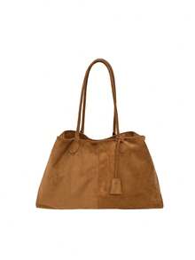 Autumn/Winter Faux Suede Tote Bag, Versatile Shoulder Bag For Commuting And Daily Use - Multicolor - View 11