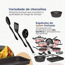 Conjunto De Panelas Antiaderente 13 Peças Cores Cor Rose - Rosê - Visão 5