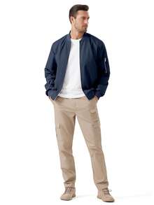 ZUTY 2 PACK Men's Bomber Jacket Lightweight Casual Spring Fall Windbreaker Zip Up Coat With Pocket - 黑色藏青 - 查看 5