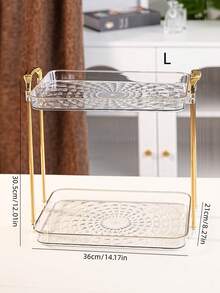 Double Layer Tray, PET Material, Durable And Shatter-Resistant, Multi-Scenario Multi-Function Storage Tray, Suitable For Kitchen, Bathroom, Living Room And Other Tabletop Daily Storage, Suitable For Various Holiday Celebrations, Weddings, Parties, Dinner Parties, Desserts, Snacks, Bread And Cake Trays - Transparent - View 10